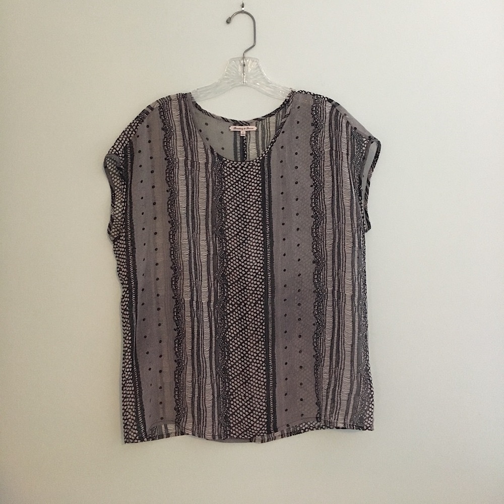 Madewell Silk Sheer B&W Blouse